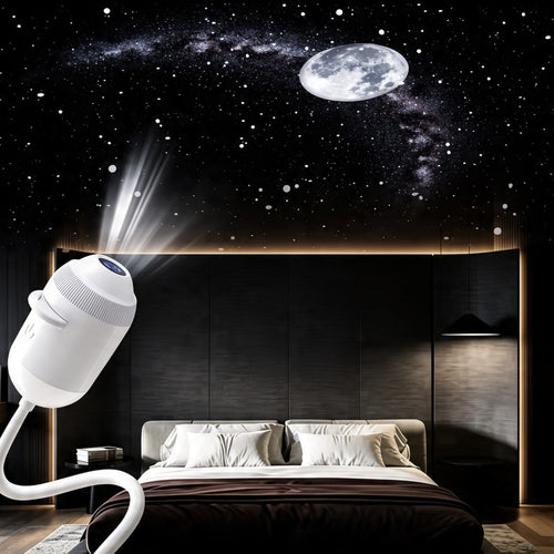 Ambiance : la lune et les étoiles au plafond de la chambre